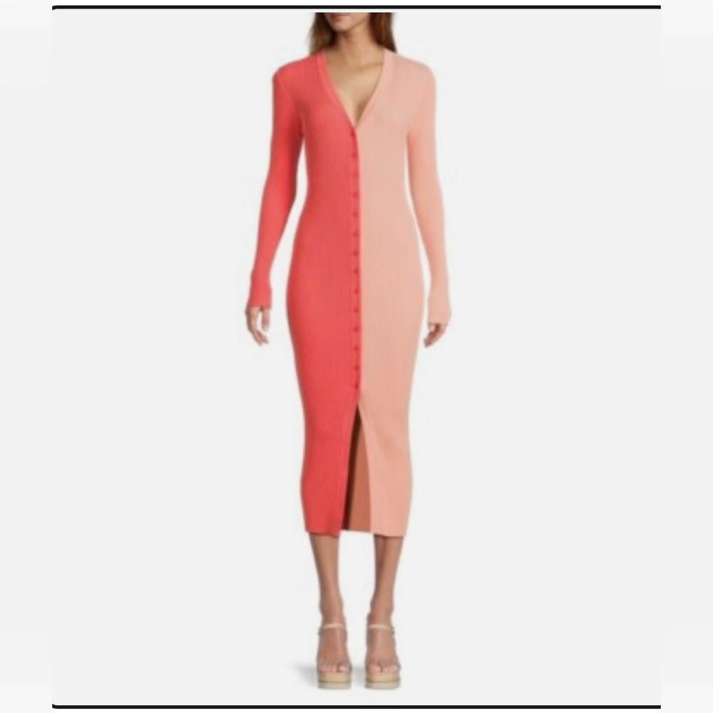 Staud Colorblock Pattern Midi Length
Dress in Pink